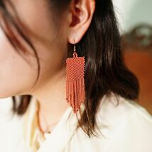 USA VINTAGE BEADS FRINGE DESIGN EARRING/アメリカ古着ビーズフリンジデザインピアス_画像6