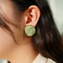 USA VINTAGE COLOR STONE ROUND DESIGN EAR CLIPS/アメリカ古着カラーストーンラウンドデザインイヤリング_画像8