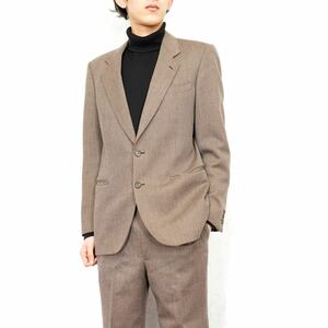 EU VINTAGE BARRILE BROWN COLOR DESIGN TWEED SET UP SUIT/ Europe б/у одежда Brown цвет дизайн твид выставить костюм 