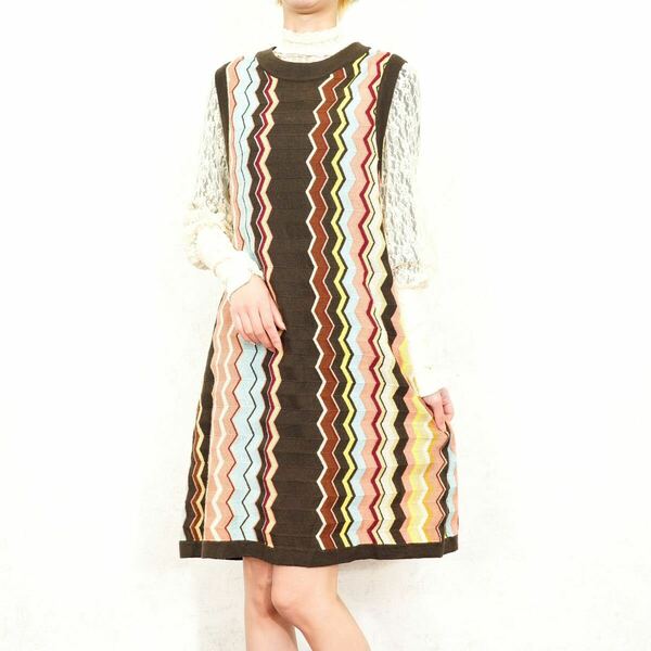 USA VINTAGE MISSONI WAVE DESIGN KNIT ONE PIECE/アメリカ古着ミッソーニウェーブデザインニットワンピース