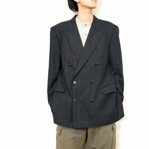 EU VINTAGE BLACK WATCH CHECK PATTERNED DOUBLE TAILORED JACKET/ヨーロッパ古着ブラックウォッチチェック柄ダブルテーラードジャケット