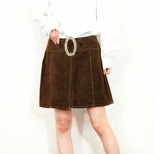 *SPECIAL ITEM* 60's USA VINTAGE BACKLE DESIGN LEATHER MINI SKIRT/60年代アメリカ古着バックルデザインレザーミニスカート