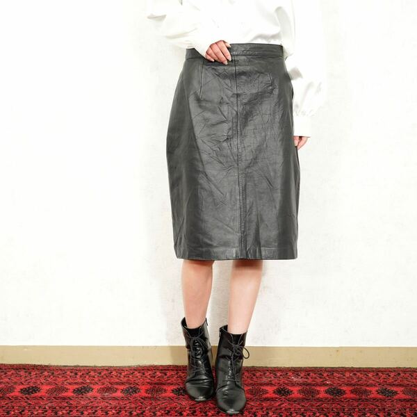 USA VINATGE Brass Plum nordstrom DESIGN LEATHER SKIRT/アメリカ古着デザインレザースカート