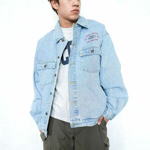 USA VINTAGE SCI EMBROIDERY DESIGN DENIM JACKET/アメリカ古着刺繍デザインデニムジャケット