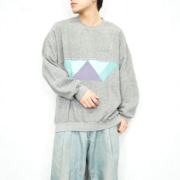 EU VINTAGE active swiss design PATTERNED DESIGN SWEAT SHIRT/ヨーロッパ古着柄デザインスウェット