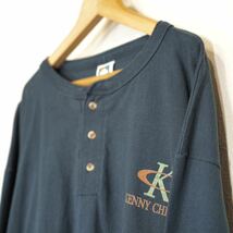 USA VINTAGE COTTON DELUXE HENRY NECK PRINT DESIGN CUT&SEWN/アメリカ古着ヘンリーネックプリントデザインカットソー_画像6