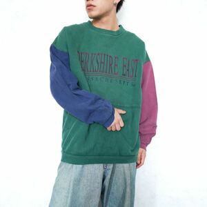 USA VINTAGE WEK THE WORLD MULTI COLOR PRINT DESIGN SWEAT SHIRT/アメリカ古着マルチカラープリントデザインスウェット