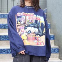 USA VINTAGE LOONEY TUNES ANIMATION PRINT DESIGN SWEAT SHIRT/アメリカ古着アニメーションプリントデザインスウェット_画像1