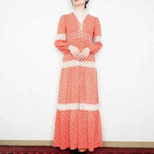 *SPECIAL ITEM* 60’s〜70’s USA VINTAGE 60年代〜70年代アメリカ古着花柄レースデザインロングワンピース