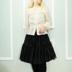 USA VINTAGE Malco Modes LACE DESIGN PANIE SKIRT MADE IN USA/アメリカ古着レースデザインパニエスカート