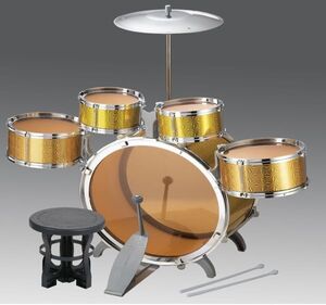 [5.. drum . cymbals, stick, chair has .. authentic style!] for children Mini drum set ( gold color )* Kids drum set * band ...