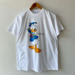 90s USA製 Velva Sheen ドナルドダック Tシャツ L ディズニー ベルバシーン 半袖 