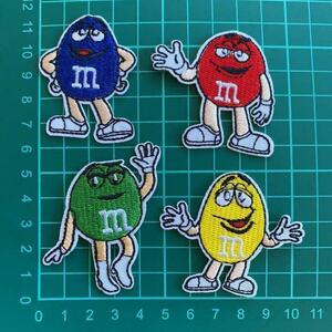 M&M'S　アイロンワッペン　４枚セット　アイロンワッペン　刺繍