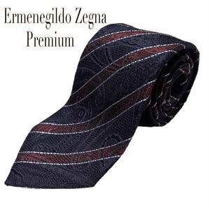 【イタリア製】エルメネジルド ゼニア ネクタイ プレミアムライン ネイビー Ermenegildo Zegna