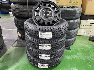 ヨコハマタイヤY355　145R12　6PRケイフィネスD12マッドブラックアルミホイール4本セット送料無料2023年製