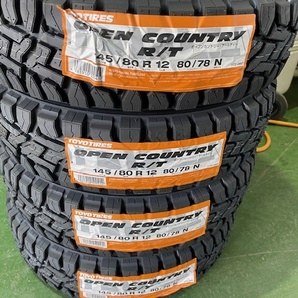 トーヨーオープンカントリーRT145/80R12新品アルミ4本セットケイフィネスCUPマッドブラック送料無料の画像3