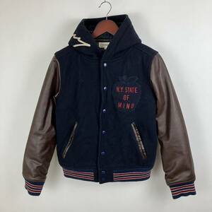 TOMMY HILFIGER トミーヒルフィガー ジャケット スタジャン メンズ Sサイズ ネイビー ブラウン レザー カジュアル 防寒 FA349