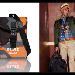 定価3.7万 ディースクエアード DSQUARED2 CERESIO 9 MILANO＆ロゴ カモフラ柄ショルダーウォレットバッグ ポシェット 財布 トラベル 迷彩の画像1