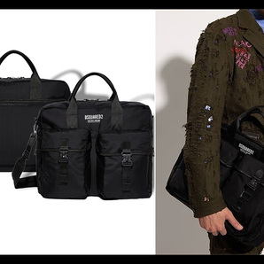 定価10.1万ディースクエアード DSQUARED2 機能性も充実！CERESIO 9 MILANO＆ブランドロゴ 2WAYワークバッグ ショルダー トートバッグ 鞄の画像1