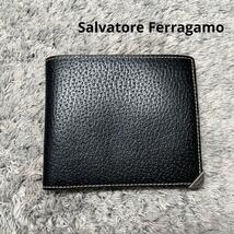 Salvatore Ferragamo フェラガモ 折り財布 レザー ブラック_画像1