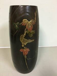 A1386　加賀桐工芸品　加賀蒔絵　花瓶　花器　置物　伝統工芸品　加賀特産　30㎝