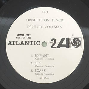 見本盤! US ATLANTIC MONO 1394 完全オリジナル ORNETTE ON TENOR / Ornette Coleman MAT: A/Aの画像5