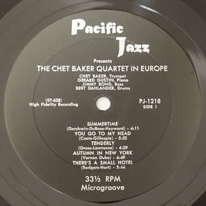 US Pacific Jazz PJ-1218 オリジナル The Chet Baker Quartet in Europe DGレーベルの画像4