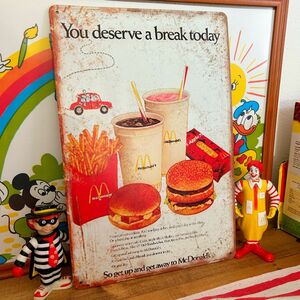 マクドナルド　マック　ブリキ看板　アメリカン雑貨　McDonald レトロ