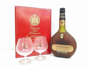 Z223-N39-103 未開栓 JANNEAU ジャノー NAPOLEON ナポレオン アルマニャック 700ml 40％ ブランデーグラス付 箱あり 現状品③