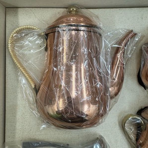 上12486 COPPER 100 HOME WARE 銅製 ティーポット ミルクポット トレンチ セット の画像3