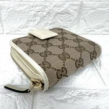 【美品】１円スタート GUCCI グッチ GGキャンバス ラウンドジップ 二つ折り財布 コンパクトウォレット キャンバス×レザー No.00508_画像5