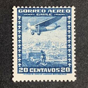 [ viva! Classico ]1935 год * Chile * воздушный mail марка *20c синий 