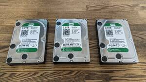 【送料無料】3TB HDD 3個セット 動作確認済 Western Digital/ウエスタンデジタル 3.5インチ SATA HDD WD30EZRX 3TB 3個セット