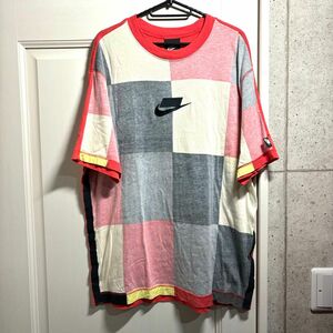 ナイキ パッチワーク風 赤 半袖Tシャツ Lサイズ NIKE