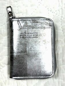 未使用★菱屋謹製★Calen Blosso RIMPA-Silver Leather 二つ折り ラウンドジップ 財布/カレンブロッソ/琳派シルバー/革/レザー