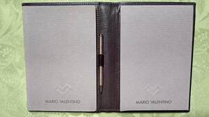 ヴィンテージ イタリア製 マリオ・バレンチノ MARIO VALENTINO レザー メモカバー（16×12×2㎝）リフィル（電話帳・メモ）＆ボールペン