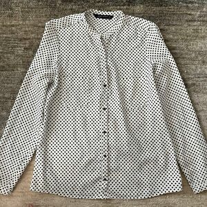 ZARA woman ドット　長袖ブラウス　スタンドカラー