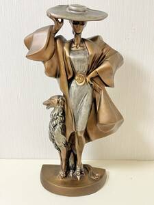 オースティンスカルプチャー　Austin Sculpture　ダネル　ボルゾイ　犬　置物　オブジェ　女性と犬　ブロンズ像　