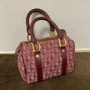 クリスチャンディオール【1円スタート】Christian Dior トロッター ミニボストンバッグ 赤 中古品 現状品