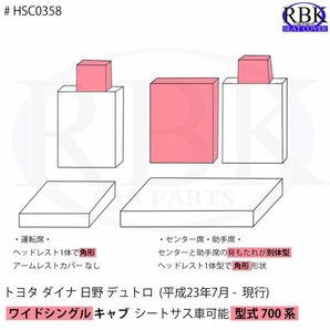 日野 デュトロ ワイドキャブ (H23.07-ON) トラック シートカバー + ハンドルカバー ダイナ トヨエース 選べるステッチ 黒 白 赤 S0358LMの画像6