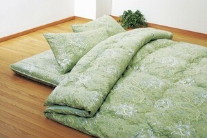  new goods @ made in Japan volume wool futon set . mites * deodorization * anti-bacterial processing 4 point set double / green 