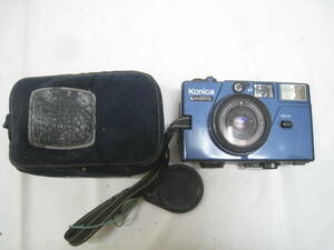 レトロ Konica コニカ C35EF3 フィルムカメラ ケース付 青 ブルー