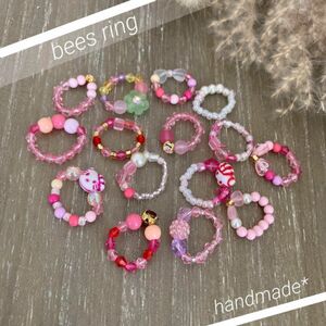 【handmade*】 ピンク系 １５個セット ☆ ビーズゆびわ