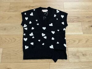 23-24AW MARNI BUNCH OF HEARTS ダメージ加工 ウール ニット ベスト ハート 38 マルニ 