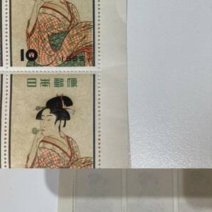 切手シート 切手趣味週間 ビードロを吹く娘 市川海老蔵 まりつき 1955年 1956年 1957年 未使用 3シート セットの画像7