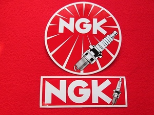 非売品物 NGK純正 80年代・当時物 【NGK・横長&丸ステッカー2点SET】 保管新品