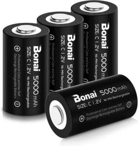 4 C cells BONAI 単2形充電池 高容量 5000mAh 充電式ニッケル水素電池 単一電池 充電式電池 4本入り 単二