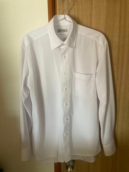 長袖シャツ ホワイト　ボタンダウン　ワイシャツ　ノンアイロン　アイシャツ メンズ M