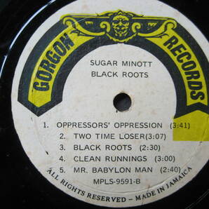 SUGAR MINOTT BLACK ROOTS ジャマイカ盤 GORGON RECORD 背側・下部 破れありの画像6