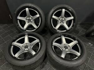 WORK EMOTION T5R2P エモーション 18 5H100 9.5j+38 ブラックリム　特注シルバー　美品　NITTO NT05 235/40-18 4本 バリ山　86 BRZ GR86